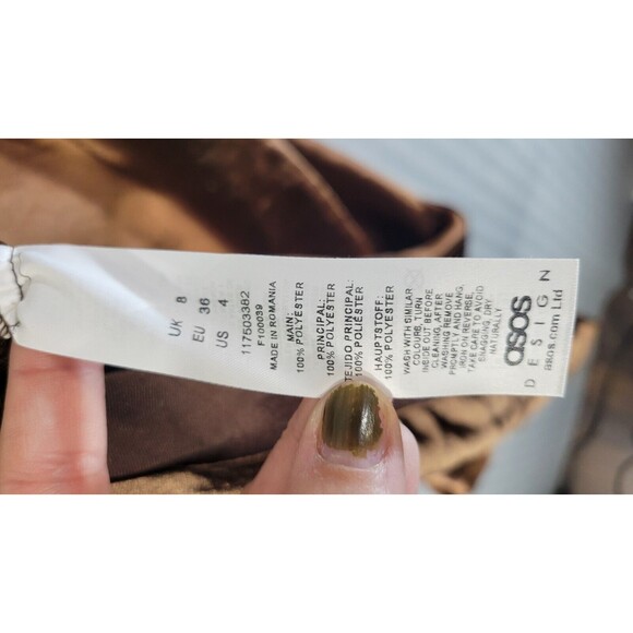 Asos designs Satin Maxi Slip Dress Brown size 4 plunge v neck and back NEW y2k - Picture 5 of 10